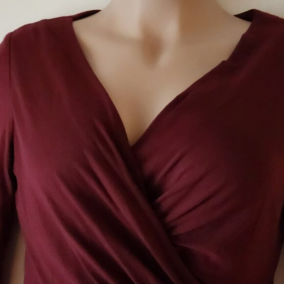 Donna Rico mock wrap dress sz 14 burgundy EUC - Picture 4 of 4
